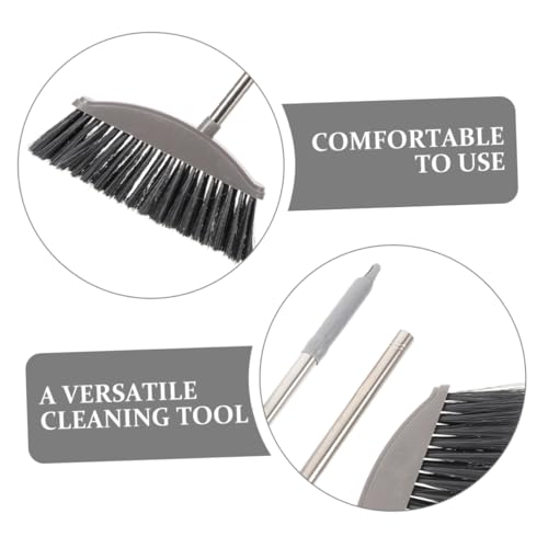 VOSAREA 2pcs Stainless Steel Broom Camping Broom Soft Bristles Broom Garden Broom Cleaning Supplies Heavy-Duty Broom Garage Broom Pickup Brush Brooms Patio Cleaning Broom Dark Grey Plastic