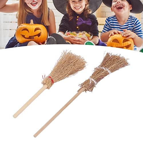 20Pcs Mini Broom Hanging Decoration, Miniature Artificial Mini Straw Brooms, Halloween Straw Craft Decoration Witches Accessory, Simulation Witch Brooms for Costume Cosplay Party