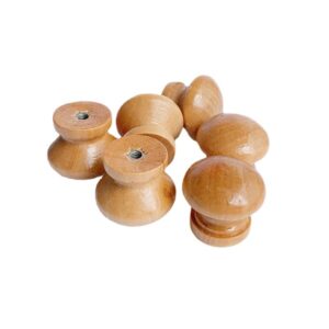 hzdckm wooden mushroom knob handles for cabinets and drawers, set of 8, light brown