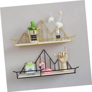 GRIRIW 1pc Creative Iron Art Storage Rack Drink Shelf Wall Small Wire Storage Baskets for Shelves Sundries Organizer Decorative Storage Basket Wall Mounted Shelves Wall Shelves Log Black