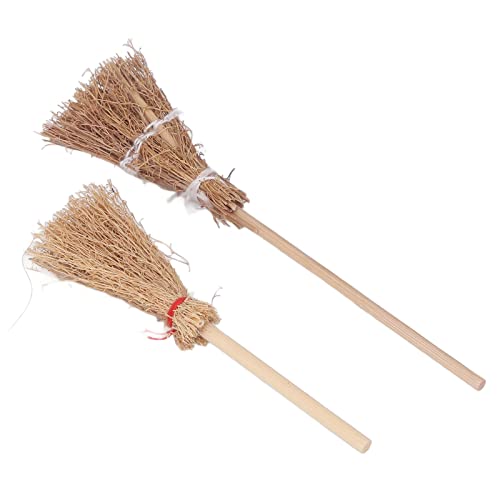 20Pcs Mini Broom Hanging Decoration, Miniature Artificial Mini Straw Brooms, Halloween Straw Craft Decoration Witches Accessory, Simulation Witch Brooms for Costume Cosplay Party