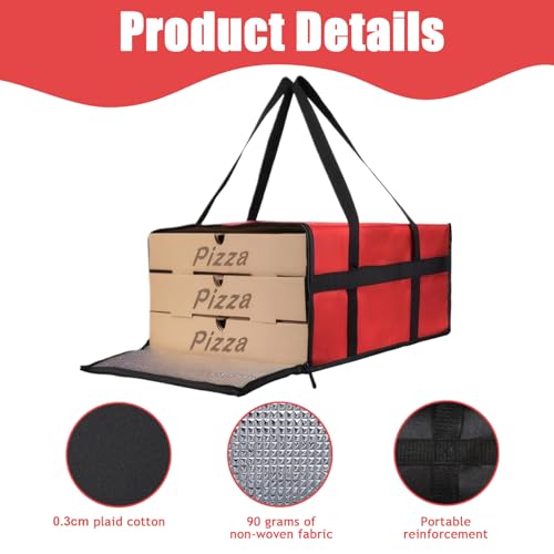 Insulated Bag Large Capacity Pizza Delivery Bag for Hot and Cold Food, Reusable Warming Bag with Zipper & Handle, Catering Cooler Bag for Doordash, Warmers for Parties, Insulated Bag