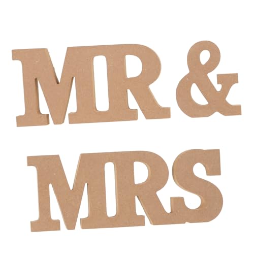 HOOTNEE Wooden Wedding Sign Freestanding Wedding Sign Letters Wedding Stand Sign Mr and Mrs Table Decor Engagement Party Decorations Standing Mr and Mrs Letters Mr and Miss Sign Khaki