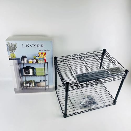 LBVSKK Metal shelving, 3-Shelf Adjustable, Storage Shelves Wire Shelving Shelving Unit Metal Shelves Storage Shelf, 13" D x 23" W x 30" H, Black