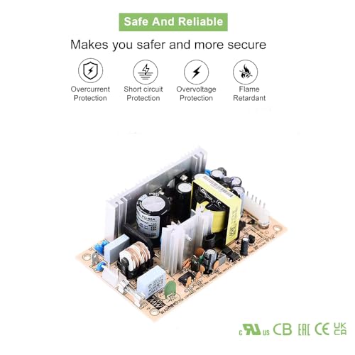 FerroFab PD-65A 5V/5.5A & 12V/2.8A Dual Output Switching Power Supply, 90-264VAC/127-370VDC Input, UL/TUV/CB/CE Certified, for Industrial Control Systems & Automation Equipment