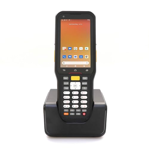 Rugged Android Handheld PDA Warehouse Inventory Barcode Scanner, Integrated Zebra 2D Scan Engine, Physical Keypad, GPS, WiFi & 4G for WMS & Logistics & Charge Dock