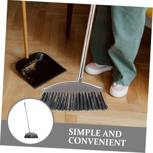 VOSAREA 2pcs Stainless Steel Broom Camping Broom Soft Bristles Broom Garden Broom Cleaning Supplies Heavy-Duty Broom Garage Broom Pickup Brush Brooms Patio Cleaning Broom Dark Grey Plastic