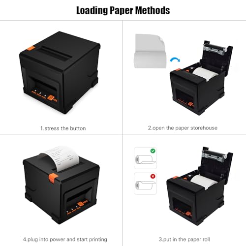 Yosoo Receipt Printer, Small Printer Thermal with USB Connection and 80mm Diameter Paper Roll USB Printer for Easy and Clear Printing (US-3)