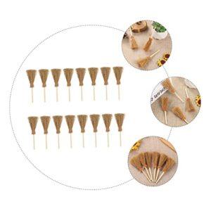 MUSISALY 18pcs Mini Broom Mini Broom Straw Brooms Craft Tiny Witch Broom Haunted House Props Broom Hanging Decoration Halloween Witch Broom Cosplay Broom Prop Toys Khaki Pine Wood