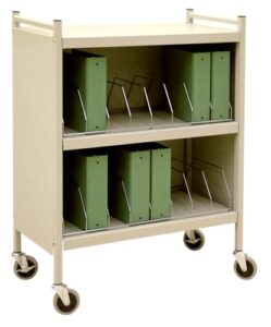 omnimed american made economy closed chart rack, multi-tier steel frame with locking casters (beige, 16 binder capacity (3.5" max size))