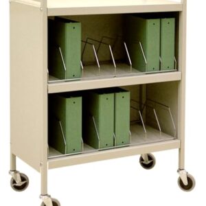 Omnimed American Made Economy Closed Chart Rack, Multi-Tier Steel Frame with Locking Casters (Beige, 16 Binder Capacity (3.5" Max Size))