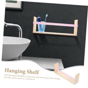 OSOLADY Wall-Mounted Floating Shelf Pink Wood Floating Shelves for Wall Decor Wall Holder Storage Holder