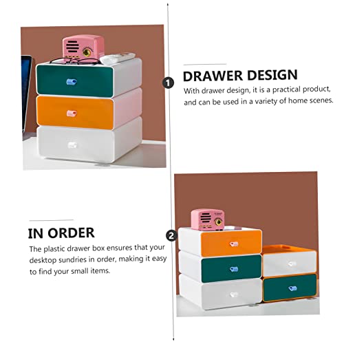 CAXUSD 1pc Storage Box Locker Sundries Container Desktop Storage Case Drawer Storage Cabinet Stocking Storage Container Single Stackable Drawer White Storage Drawers Plastic Green