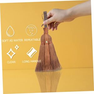 ORFOFE Brown Silk Broom Office Decor Straw Whisk Broom Asian Broom Straw Broom Mini Brush Housewarming Escoba De Household Palm Broom Astetic Room Decor Cleaning Brushes Hand Brown Hair