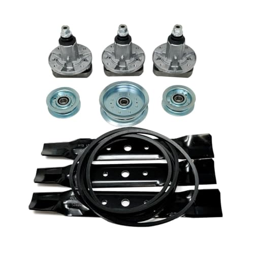 EMSHJA Deck Rebuild Kit Blade Spindle Belt Fits 48" Cut Deck 11/16"-Center Hole .164"-Thickness 2 1/2"-Width