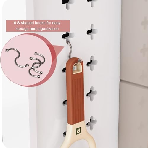 Water Heater Pipeline Blocking Plate, Gas Pipe Shielding Cover With 6 Hooks, Kitchen Pegboard Organizer Kit For Home Garage Office Bathroom, PVC Storage Display Peg Panel((W x D x H) 25x16x75CM)