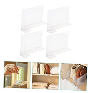 TOGEVAL 4pcs Partition Plate Clear Shelf Closet Shelves Separators Shelf Dividers Closet Partition Separator Storage Bookshelf Drawer Organizer Adjustable Cabinet Shelf Pp Transparent