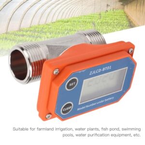 Electronic Digital Water Flowmeter,Nylon Turbine Water Flowmeter for Farmland Irrigation, Water Plant, Fish Pond, Swimming Pool