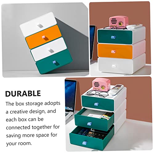 CAXUSD 1pc Storage Box Locker Sundries Container Desktop Storage Case Drawer Storage Cabinet Stocking Storage Container Single Stackable Drawer White Storage Drawers Plastic Green