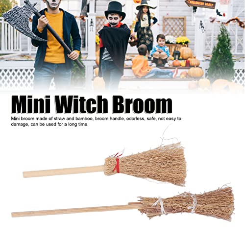 20Pcs Mini Broom Hanging Decoration, Miniature Artificial Mini Straw Brooms, Halloween Straw Craft Decoration Witches Accessory, Simulation Witch Brooms for Costume Cosplay Party