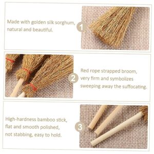 MUSISALY 18pcs Mini Broom Mini Broom Straw Brooms Craft Tiny Witch Broom Haunted House Props Broom Hanging Decoration Halloween Witch Broom Cosplay Broom Prop Toys Khaki Pine Wood