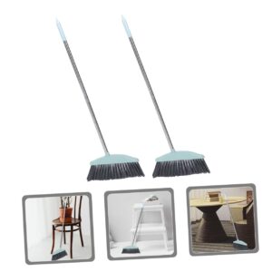 Levemolo 2pcs Stainless Steel Broom Angle Broom Large Broom Floor Cleaning Broom Market Broom Room Cleaning Broom Sweeper Broom Brooms for Sweeping Indoor Outdoor Broom Plastic Blue