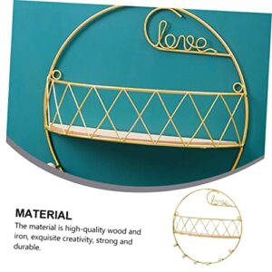 GETAJGHSD 1pc Wall Shelf Mounted Heart Shelf Wall Mount Clothing -Mounted Basket Farmhouse Display Shelf Wire Coat Hangers Wall-Mounted Storage Baskets Gold Shower Hanging Wooden