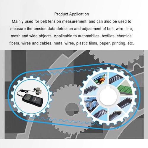 Belt Tension Meter, Ribbon Filamentous Tension Detection, with Sound and Light Alarm, USB Data Output, Tension Range 0-750N, for Multi-Ribbed V- and Synchronous Belts