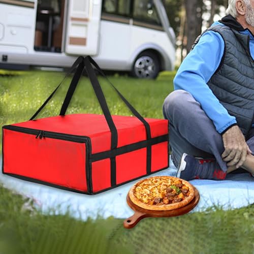 Llazsybz Pizza Delivery Insulated Bag for Food Transport with Dual Zippers, 50cmx50cmx15cm