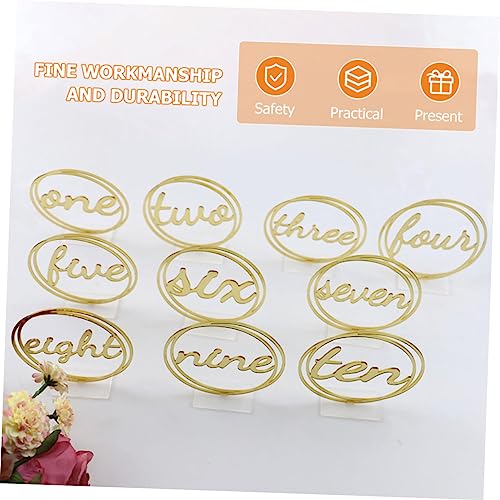 PRETYZOOM 10pcs Acrylic Seat Number Golden Acrylics Wedding Sign Table Numbers Restaurant Table Number Geometric Table Number Wedding Table Signs Circular Dining Table Garland for Table