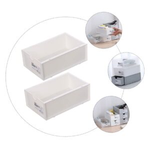 MUSISALY 2pcs Box Storage Box Toy Storage Bins Tool Storage Bins Stackable Storage Bins Drawer Storage Bins Sundry Container Desktop Storage Drawers Basket Storage Bins Books Bins White Pp