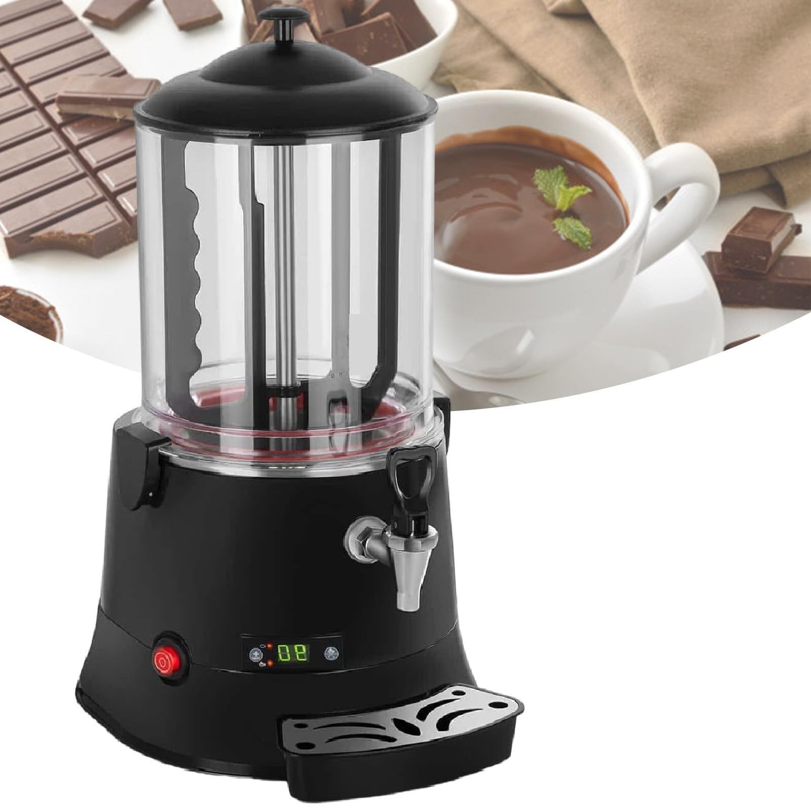 HYTRDJKDF 10L Hot Chocolate Dispenser with Led Display and Adjustable Thermostat 30~90℃, for Heating Chocolate Coffee Milk Tea Juice Tea(110V)