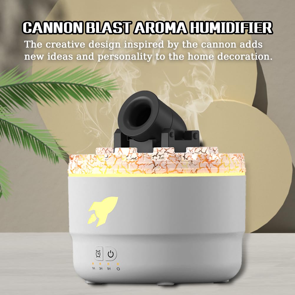 Cannonmist Aromatherapy Humidifier, 2024 Best Vapor Cannon Humidifier, Cannon Blast Turret Humidifier Silent Diffuser with 7 Colors, Cannon Blast Aroma Humidifier for Bedroom