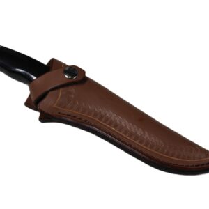 CARL THOMAS LEATHERS. Custom Leather Knife Sheath Made to Fits Buck 119 Knife, Fixed Blade Knife Holder, Light Brown, Sheath Only