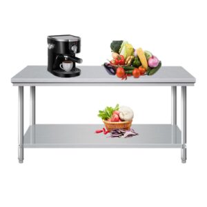 double layer thickened stainless steel work table multifunctional kitchen preparation table commercial metal table packing table triangular design sturdy and stable