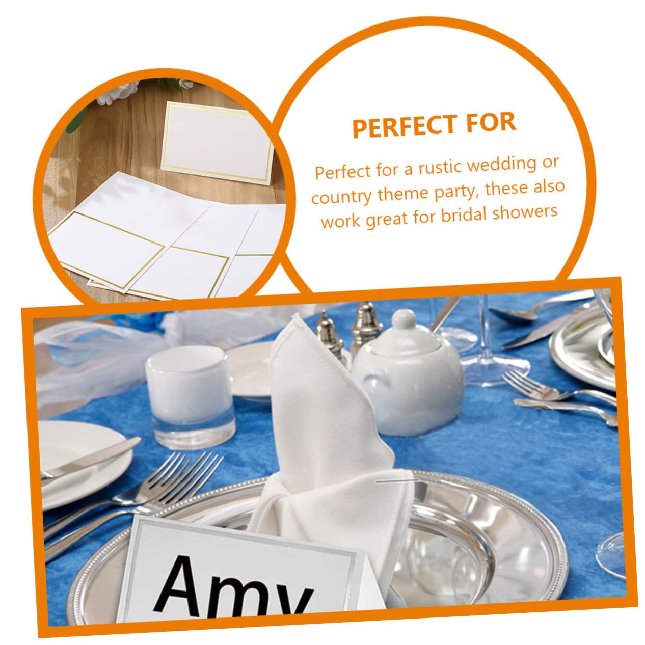 AUTSUPPL 100pcs Seat Card Place Cards for Wedding Dinner Place Cards Wedding Place Card Folded Place Cards Wedding Table Card Foldable Kitchen Table Party Reserved Cards Blank Cards Paper