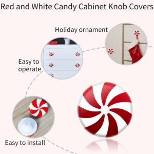 2024 New Halloween Christmas Acrylic Silicone Red and White Candy Cabinet Knob Covers Pack of 20 for Various Kitchen Cabinet Knob Covers Living Room Bedroom Cabinet Knob Covers (20 PCS)