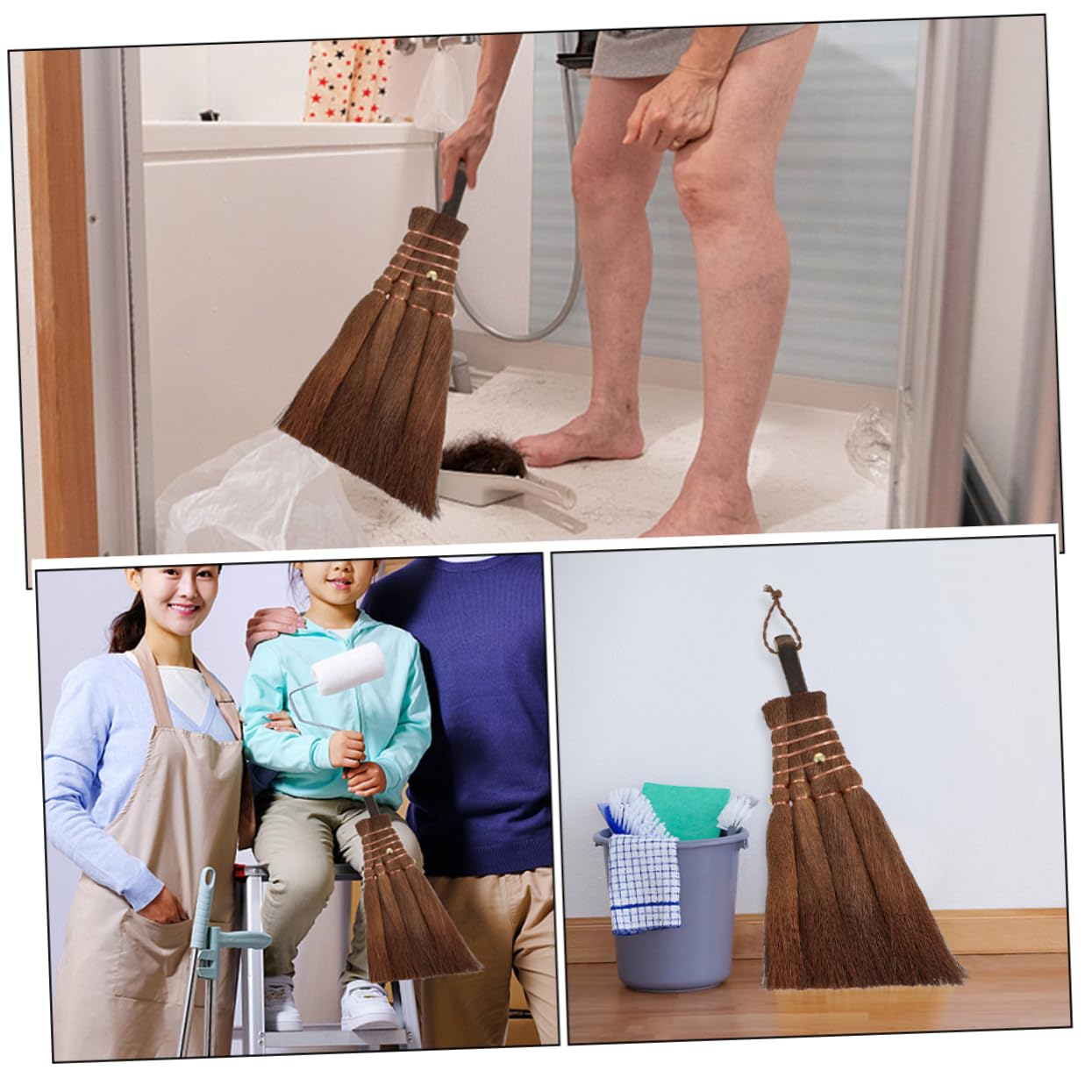 Levemolo 2pcs Small Broom Straw Broom Hand Sweeper Brush Desk Dust Broom Small Cleaning Broom Small Whisk Broom Household Cleaning Tool Sweeper Broom Desk Cleaning Broom Light Brown Wood