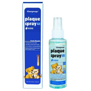 chongwuge pets dental spary for dogs & cats, freshens breath, cleaning plaque and tartar, safe and edible, easy use, 4 fl oz