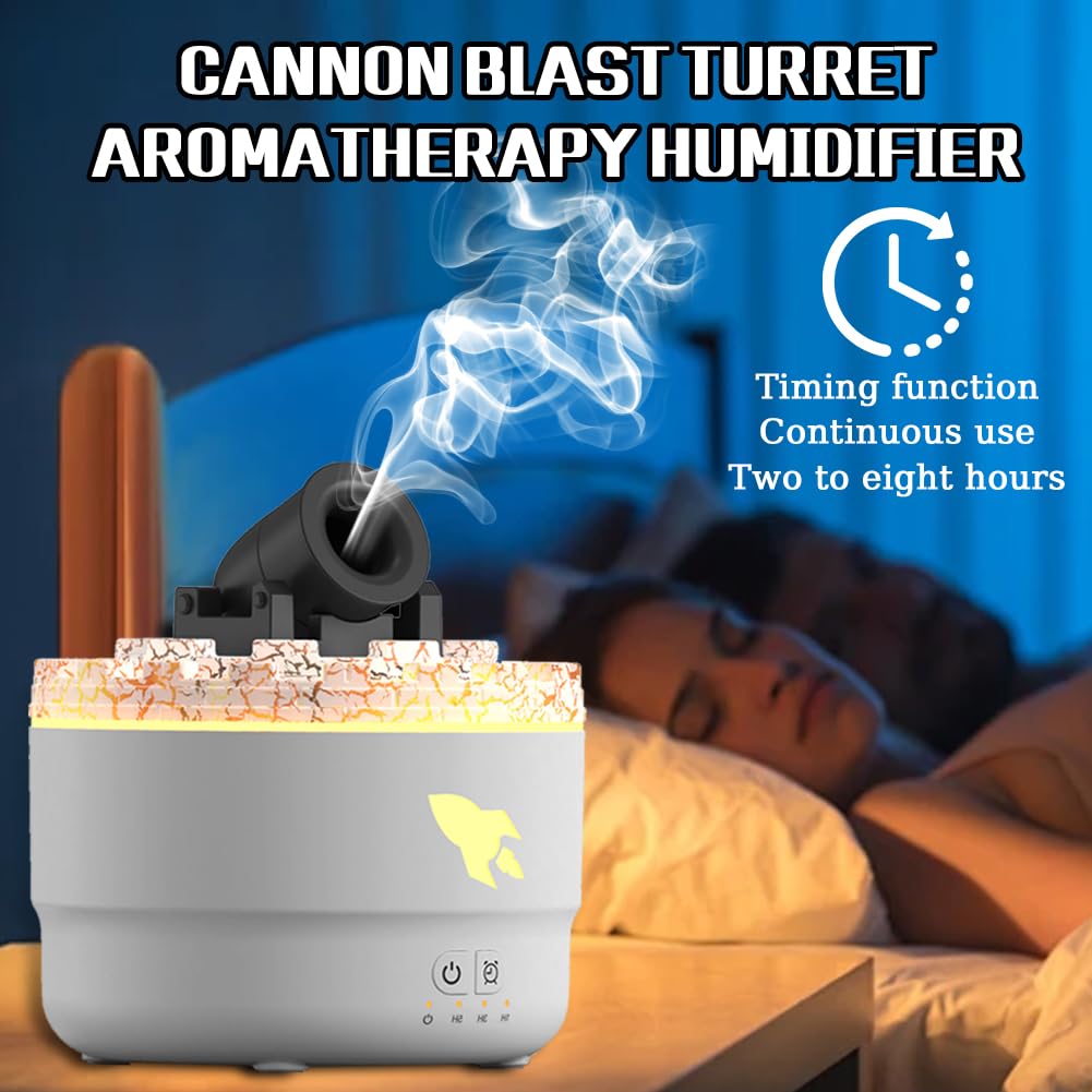 Cannonmist Aromatherapy Humidifier, 2024 Best Vapor Cannon Humidifier, Cannon Blast Turret Humidifier Silent Diffuser with 7 Colors, Cannon Blast Aroma Humidifier for Bedroom