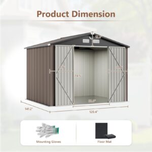 Benass Outdoor Storage Shed 10x12 FT,Metal Tool Sheds,Waterproof Outside Storage Shed with Lockable Doors & Air Vent,Storage Building for Backyard Garden