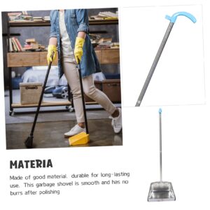 HOMOCONO Stainless Steel Trash Shovel Garbage Shovel Sidewalk Scoop Broom and Tools Stand up Dustpan Industrial Dustpan Floor Dustpan Home Pans Household Cleaning Supplies Silver Plastic