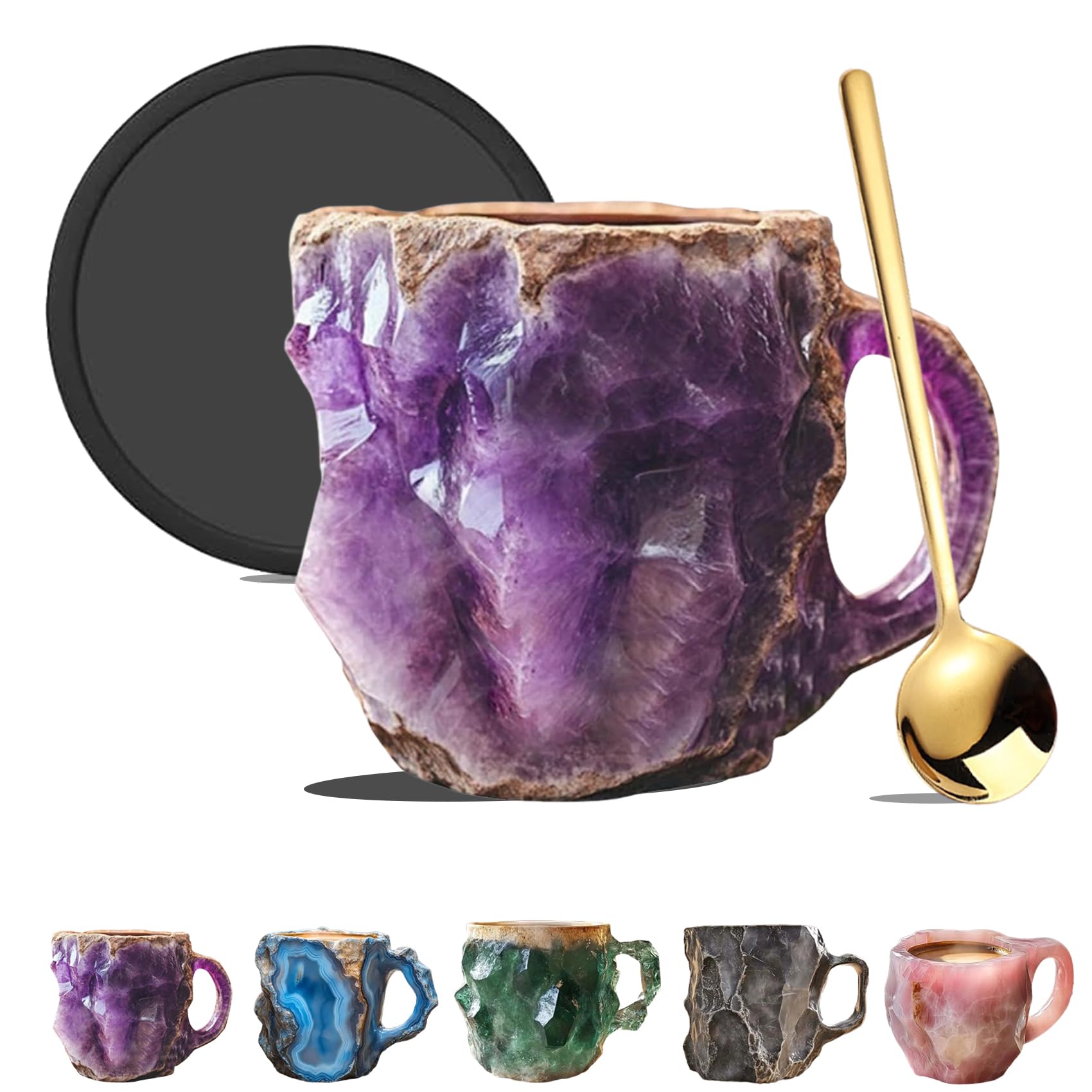 tozaas Mineral Crystal Coffee Mugs, Crystal Coffee Mugs, Mineral Crystal Coffee Mug, Crystal Mineral Coffee Mugs, Mineral Coffee Mug, Crystal Mugs For Coffee, Christmas Coffee Mugs (Purple)