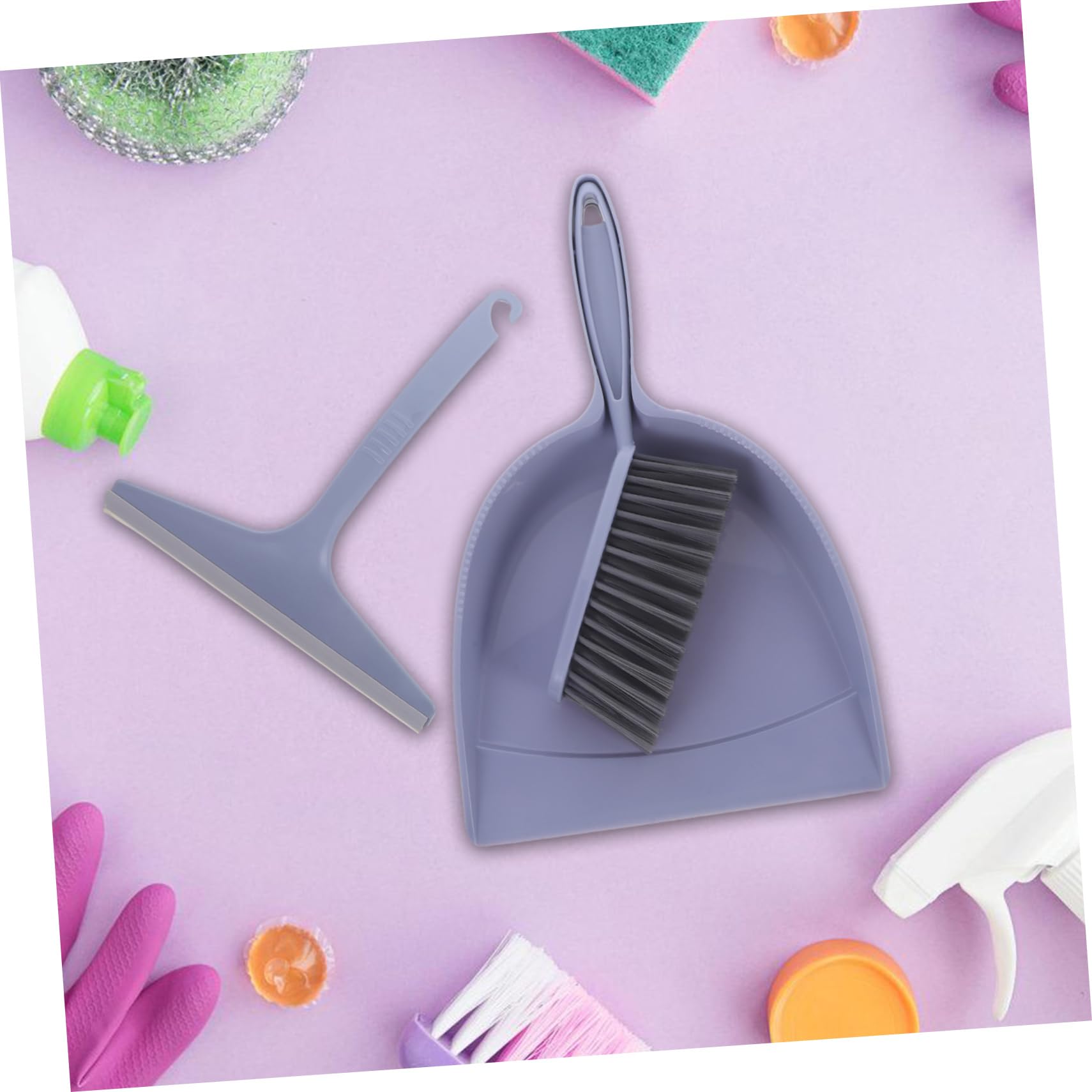 KOMBIUDA 1 Set Mini Broom Set Whisk Broom Small Pan Small Hand Broom Small Hand Whisk Broom Mini Desktop Sweeper Small Broom Brush Table Whisk Broom Cartoon Broom Handle The Pet Lavender