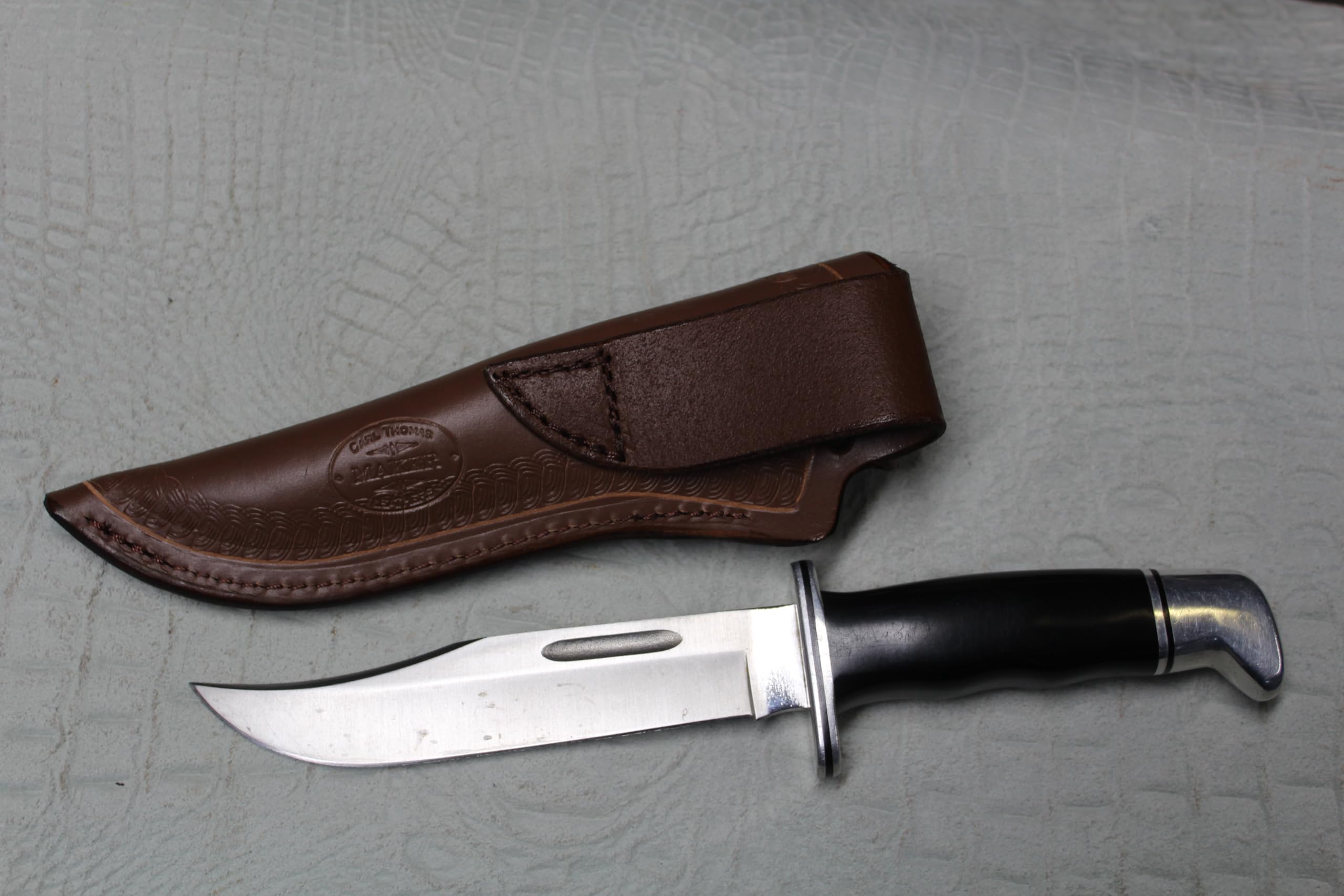 CARL THOMAS LEATHERS. Custom Leather Knife Sheath Made to Fits Buck 119 Knife, Fixed Blade Knife Holder, Light Brown, Sheath Only