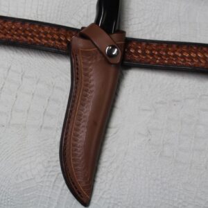 CARL THOMAS LEATHERS. Custom Leather Knife Sheath Made to Fits Buck 119 Knife, Fixed Blade Knife Holder, Light Brown, Sheath Only