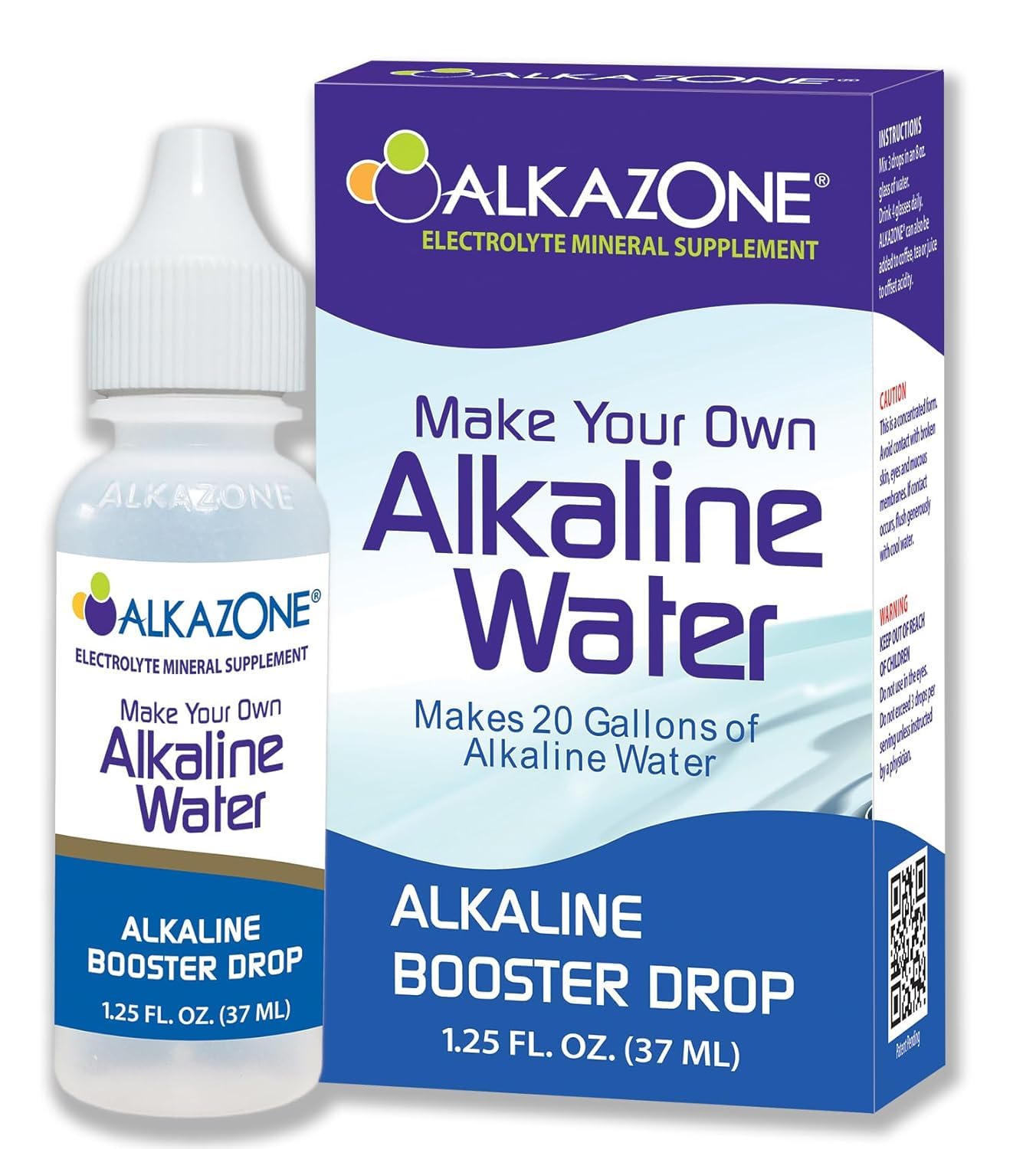 Alkazone Alkaline Water Drops, 1.25 fl oz, Makes 20 Gallons of Alkaline Water and PH Test Striips