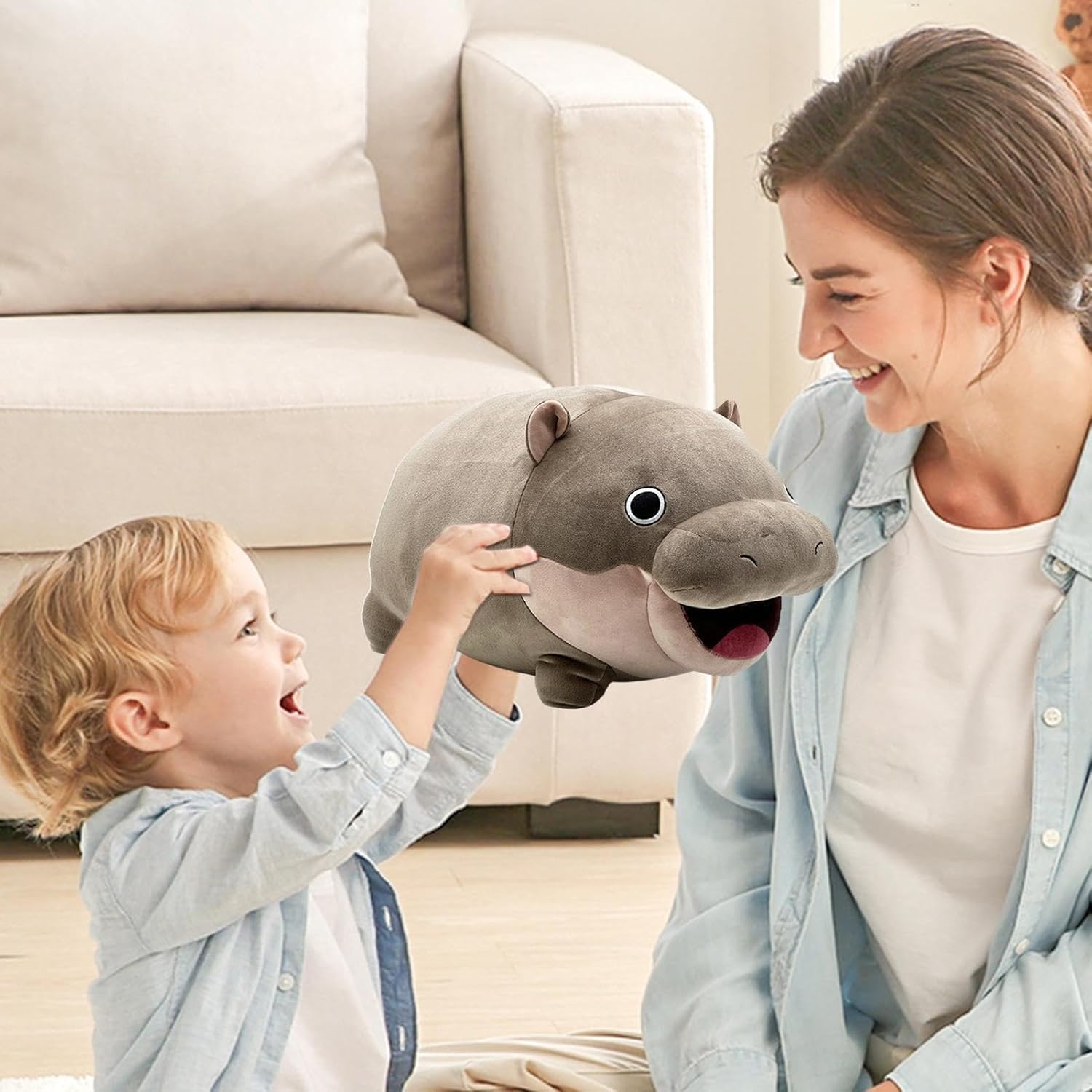 Moo Deng Hippo Plush, 2024 Pygmy Hippo Plush Moo Den, Plush Toys Cute Pygmy Hippo Plushie Toy, Soft Hippopotamus Stuffed Animal Pillow, Suitable for Home Sofa (Small 8.7in/0.22lbs)