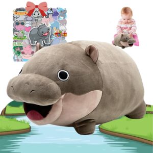 moo deng hippo plush, 2024 pygmy hippo plush moo den, plush toys cute pygmy hippo plushie toy, soft hippopotamus stuffed animal pillow, suitable for home sofa (small 8.7in/0.22lbs)