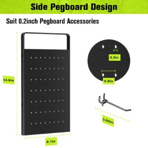 Power Tool Organizer Wall Mount With Pegboard - 7 Drill Holder - Garage Organization Storage Rack For Cordless Tool - Heavy Duty Metal Tool Shelf